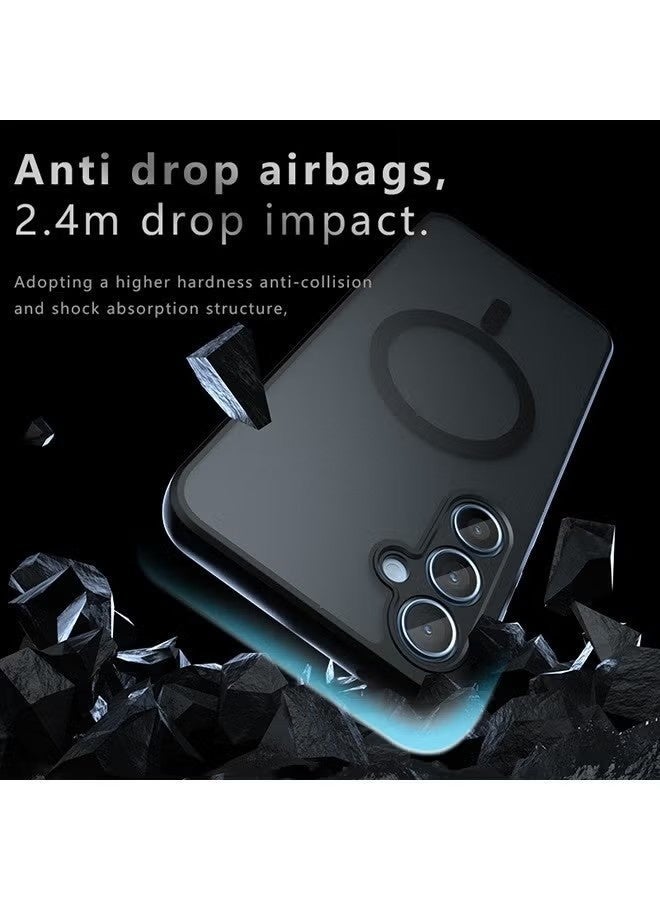 Magnetic Case for Samsung Galaxy A55 5G 6.6-Inch, Frosted Translucent Back Protective Slim Phone Cover, Anti-Fingerprints,Anti-Fall Drop Protection,Shockproof Case for Samsung Galaxy A55 5G (Black) - Image 3